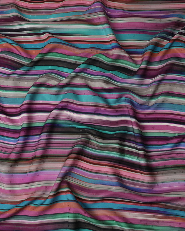 Multicolor Stripe Silk Satin Fabric 140cm