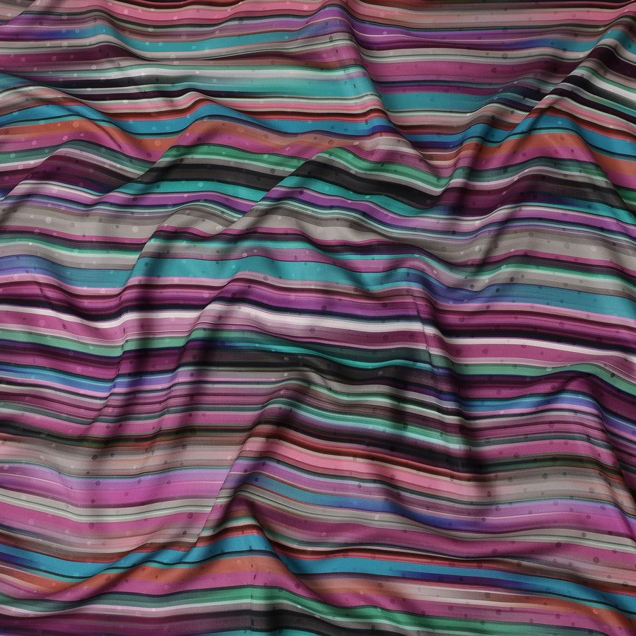Multicolor Stripe Silk Satin Fabric 140cm
