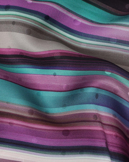 Multicolor Stripe Silk Satin Fabric 140cm