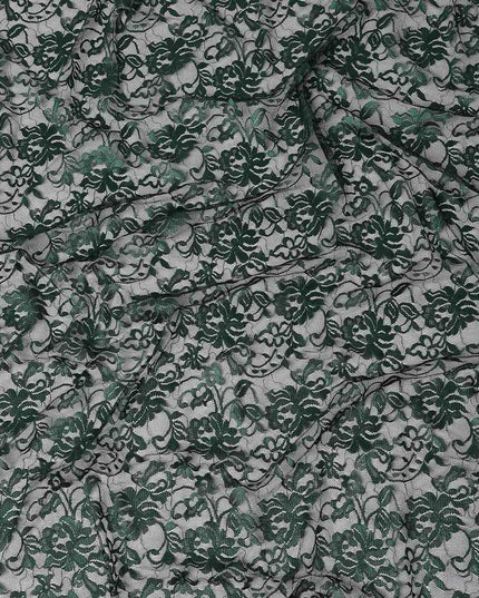 Forest Green Metallic Lace Fabric 110cm