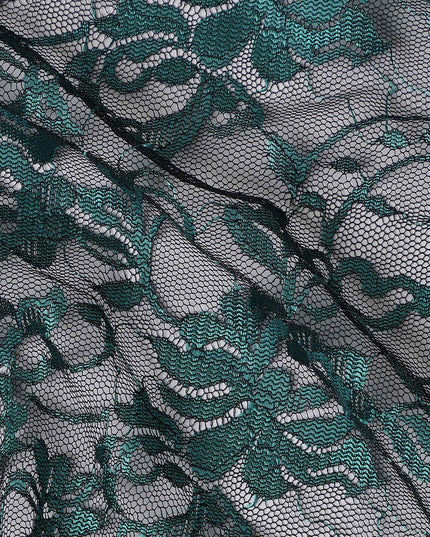 Teal Green Metallic Lace Fabric 110cm