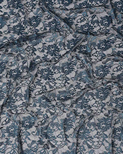 Steel Blue Metallic Lace Fabric 110cm