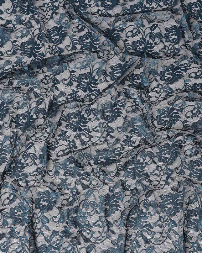 Steel Blue Metallic Lace Fabric 110cm