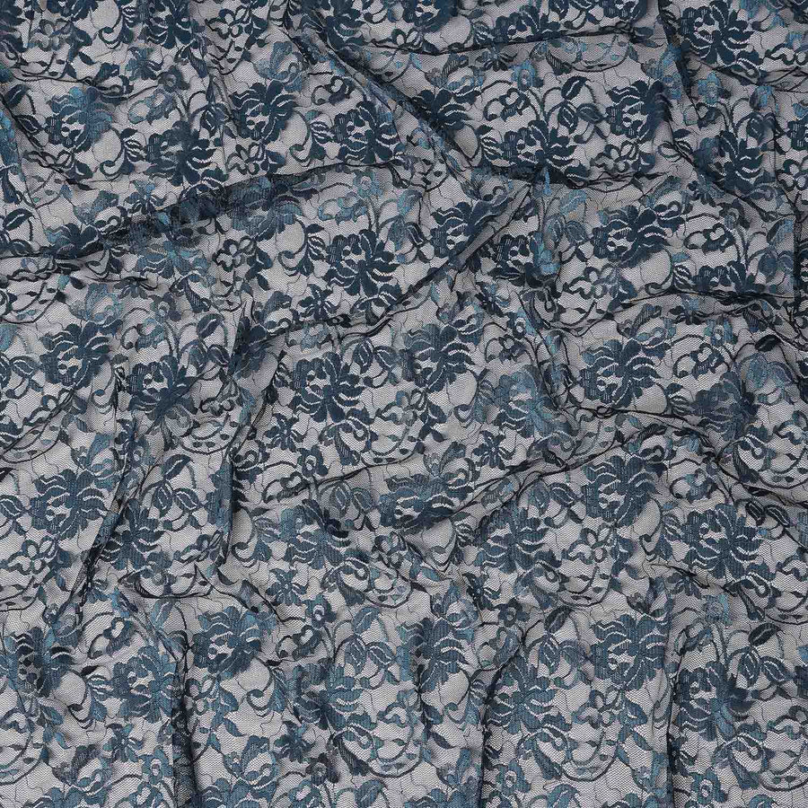 Steel Blue Metallic Lace Fabric 110cm