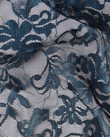 Steel Blue Metallic Lace Fabric 110cm