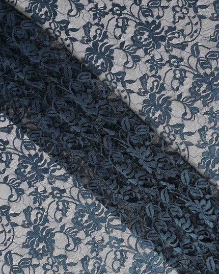Steel Blue Metallic Lace Fabric 110cm