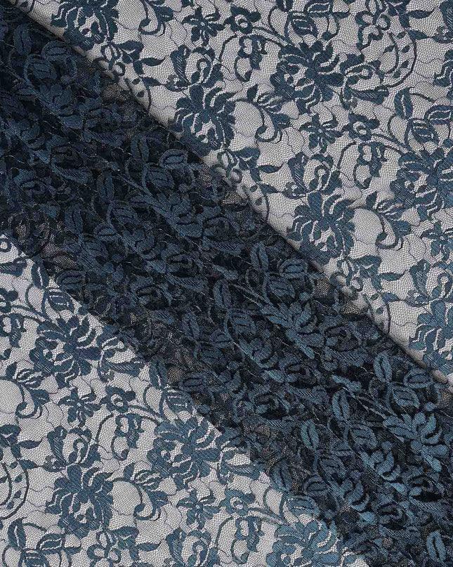 Steel Blue Metallic Lace Fabric 110cm