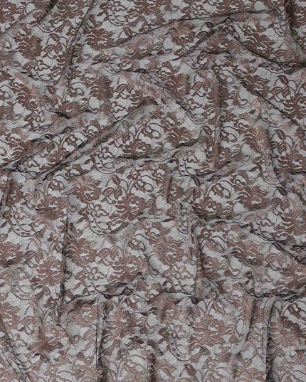Mocha Brown Metallic Lace Fabric 110cm