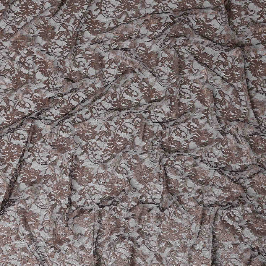 Mocha Brown Metallic Lace Fabric 110cm