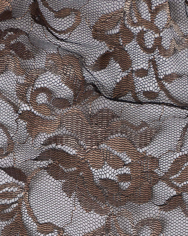 Mocha Brown Metallic Lace Fabric 110cm
