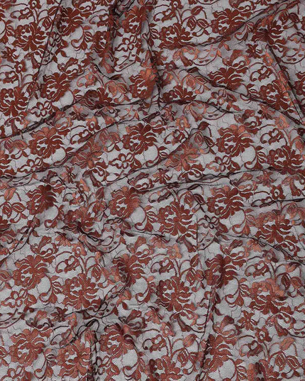 Rust Brown Metallic Lace Fabric 110cm