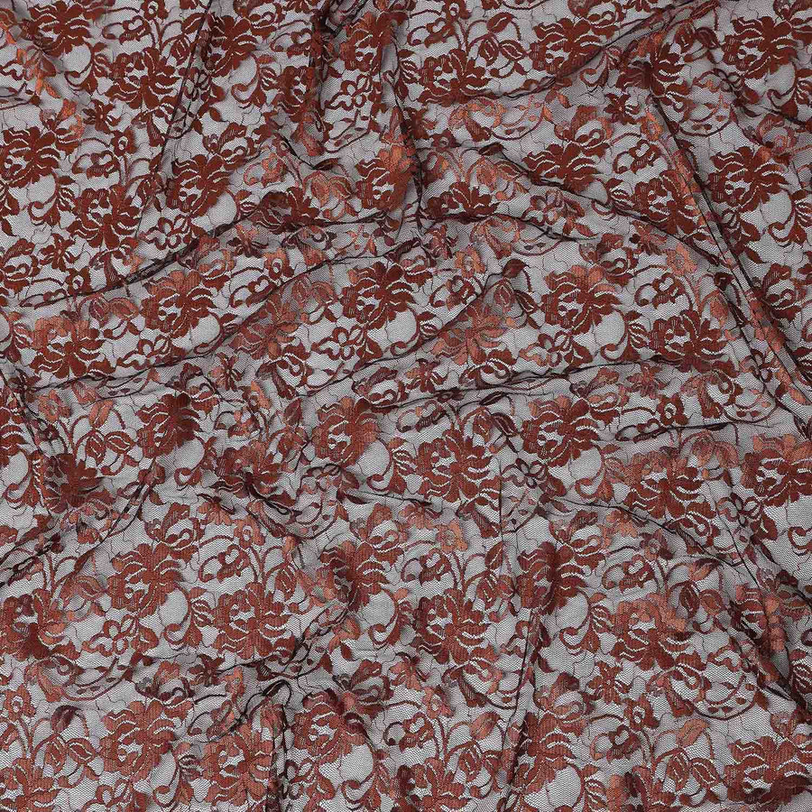 Rust Brown Metallic Lace Fabric 110cm