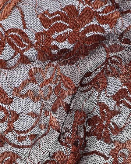 Rust Brown Metallic Lace Fabric 110cm