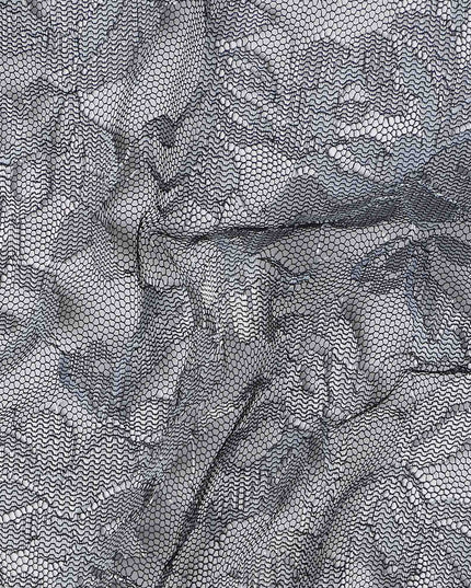 Grey Metallic Crinkle Jacquard Fabric 110cm