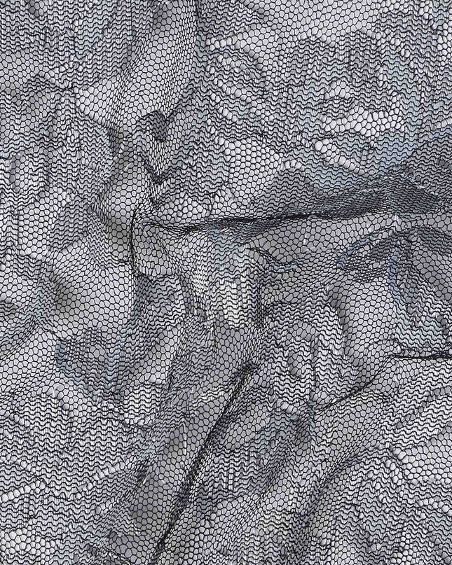 Grey Metallic Crinkle Jacquard Fabric 110cm
