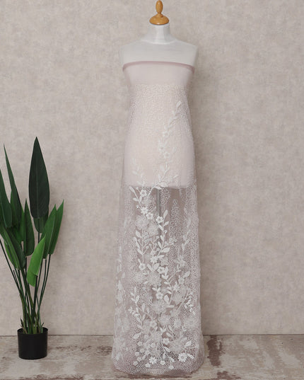 Blush Pink Floral Tulle Fabric 140cm Korea