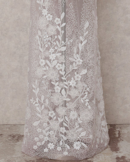 Blush Pink Floral Tulle Fabric 140cm Korea