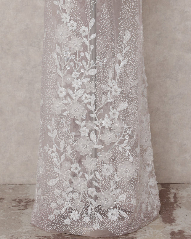 Blush Pink Floral Tulle Fabric 140cm Korea