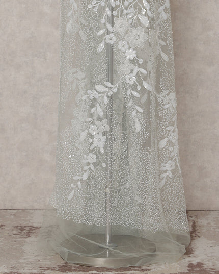 Silver Grey Floral Tulle Fabric 140cm Korea