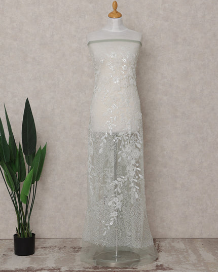 Silver Grey Floral Tulle Fabric 140cm Korea