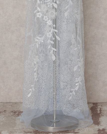 Light Blue Floral Tulle Fabric 140cm Korea