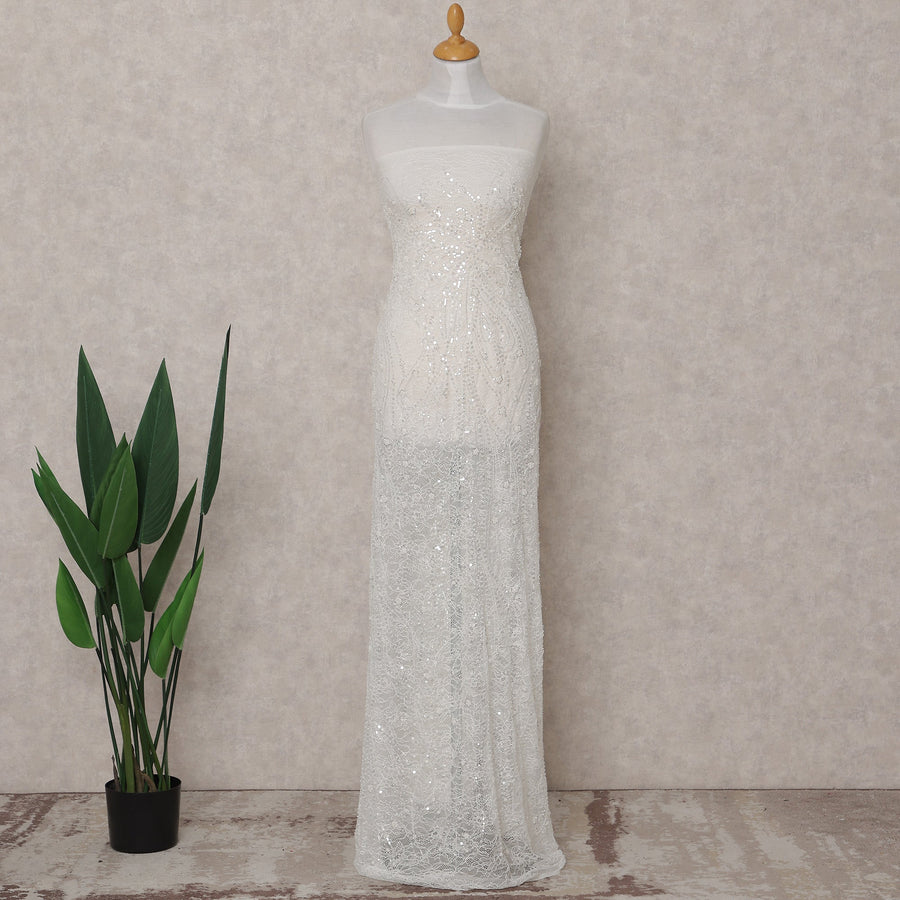 Ivory White Fancy Tulle Fabric 140cm Korea