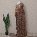 Chocolate Brown French Chantilly Lace Saree