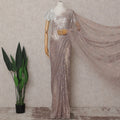 Dusky Mauve Purple French Chantilly Lace Saree 110cm