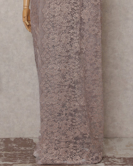 Dusky Mauve Purple French Chantilly Lace Saree 110cm