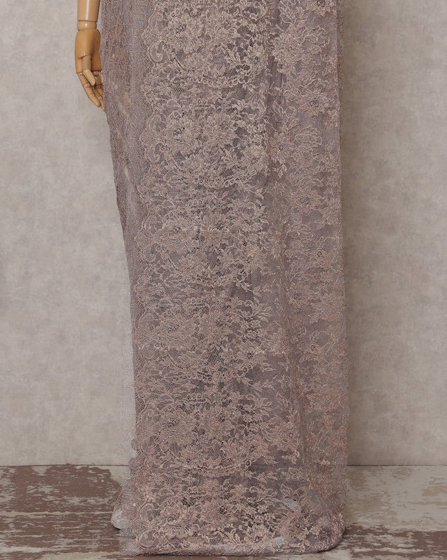 Dusky Mauve Purple French Chantilly Lace Saree 110cm