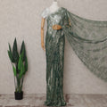 Olive Green Chantilly Lace Saree - D31632