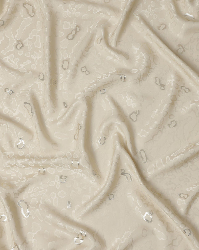 Ivory Cream Animal Skin Silk Crepe Fabric 140cm