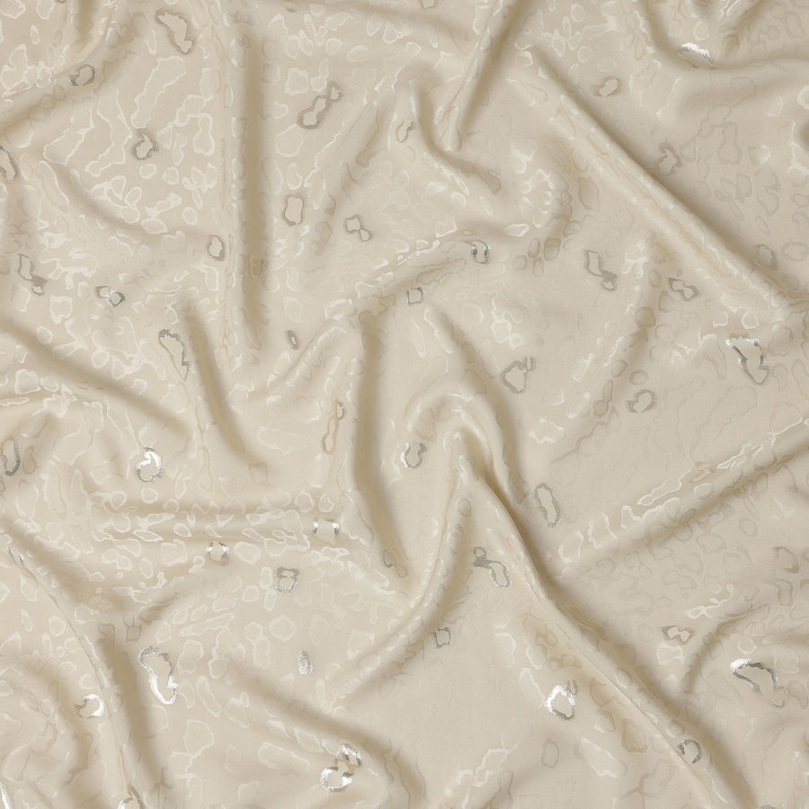 Ivory Cream Animal Skin Silk Crepe Fabric 140cm