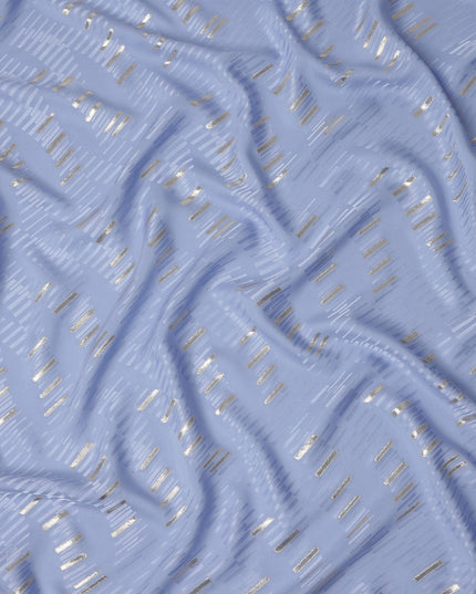 Periwinkle Blue Lurex Stripe Silk Crepe 140cm