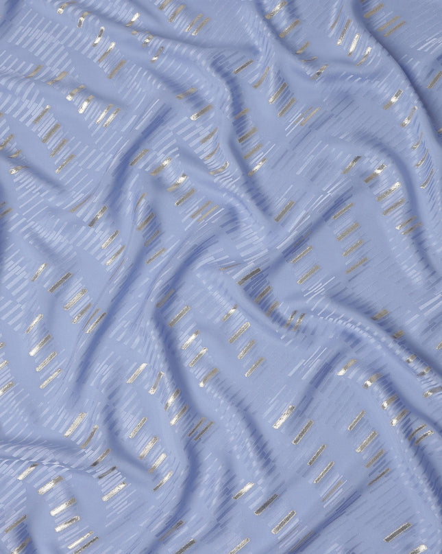 Periwinkle Blue Lurex Stripe Silk Crepe 140cm