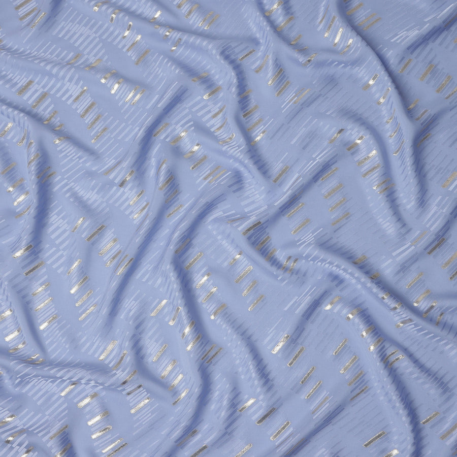 Periwinkle Blue Lurex Stripe Silk Crepe 140cm