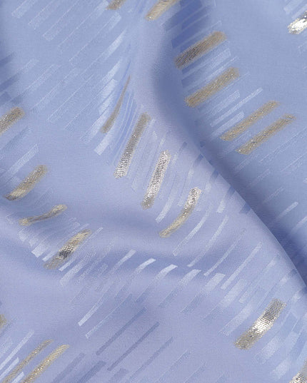 Periwinkle Blue Lurex Stripe Silk Crepe 140cm