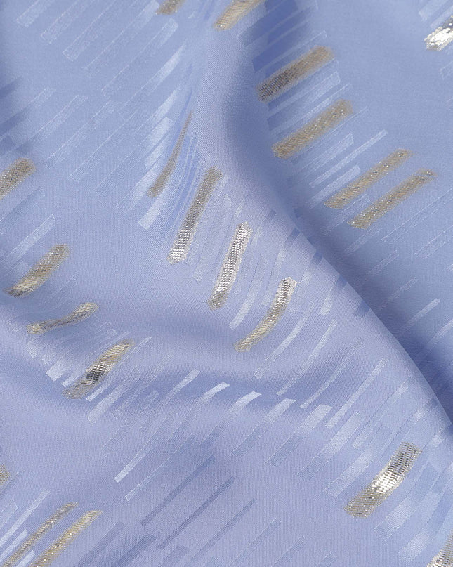Periwinkle Blue Lurex Stripe Silk Crepe 140cm