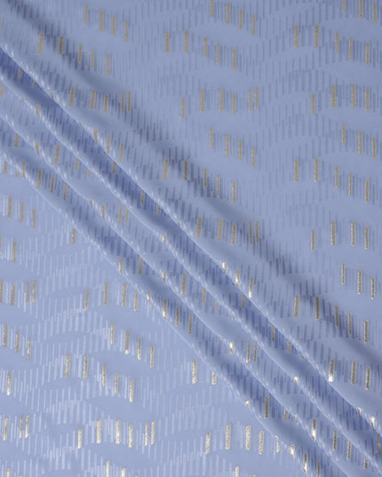 Periwinkle Blue Lurex Stripe Silk Crepe 140cm