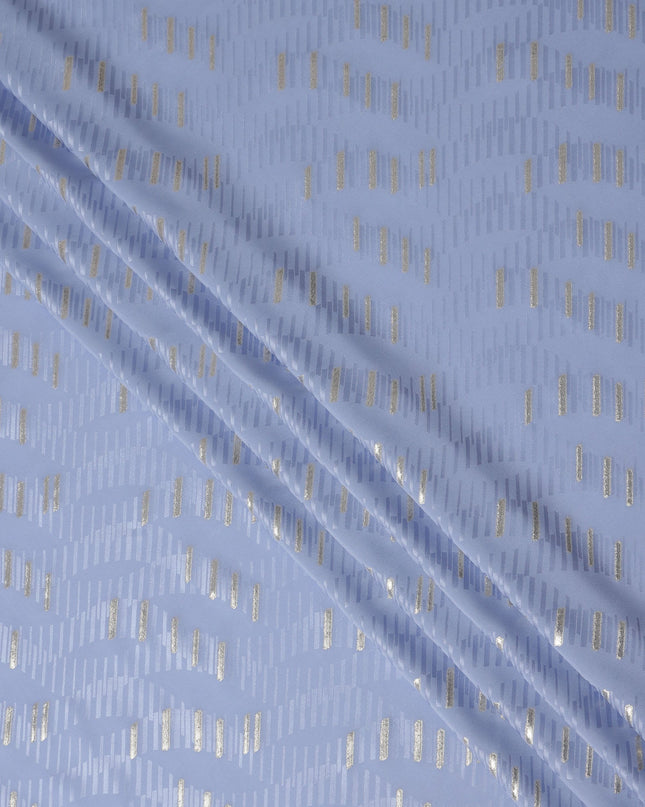 Periwinkle Blue Lurex Stripe Silk Crepe 140cm