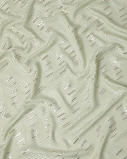 Sage Green Lurex Stripe Silk Crepe 140cm
