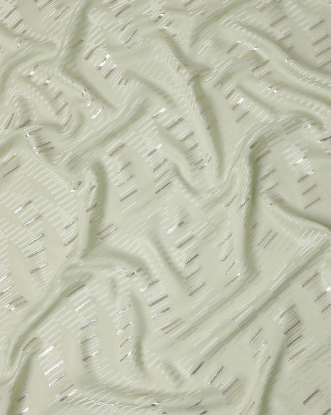 Sage Green Lurex Stripe Silk Crepe 140cm