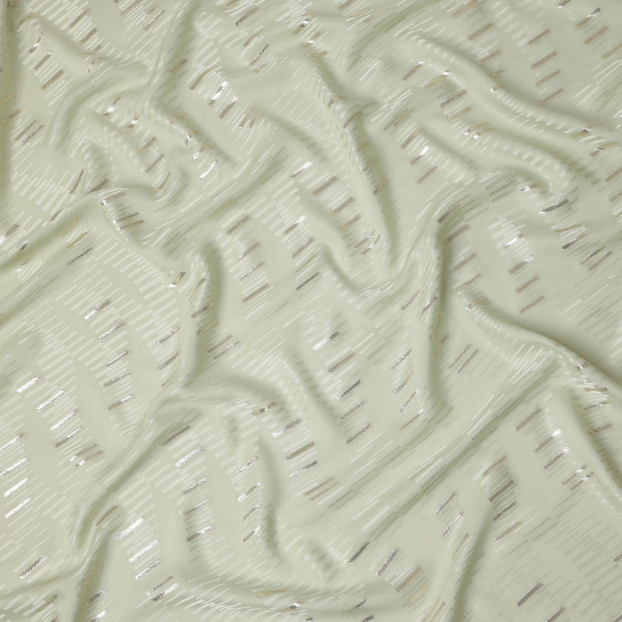 Sage Green Lurex Stripe Silk Crepe 140cm