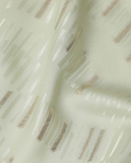 Sage Green Lurex Stripe Silk Crepe 140cm
