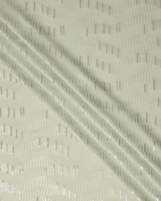 Sage Green Lurex Stripe Silk Crepe 140cm