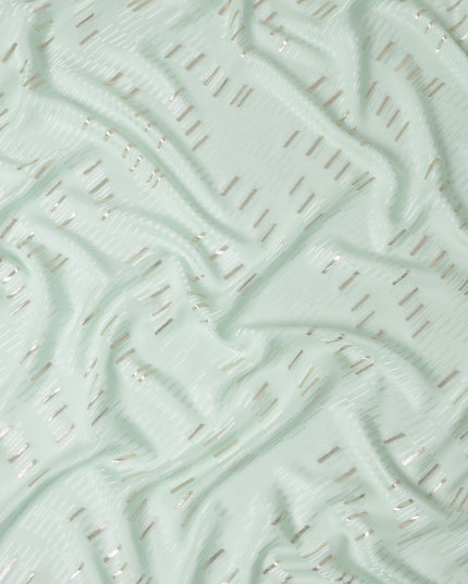 Ice Mint Green Lurex Stripe Silk Crepe 140cm