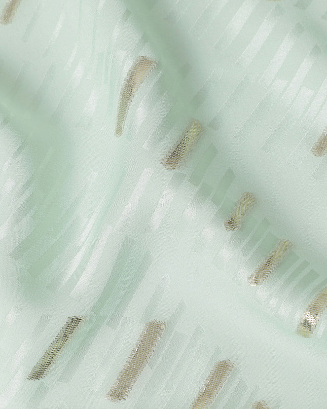 Ice Mint Green Lurex Stripe Silk Crepe 140cm