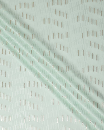 Ice Mint Green Lurex Stripe Silk Crepe 140cm