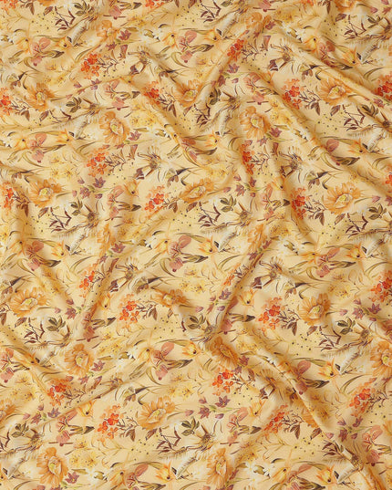Golden Mustard Floral Viscose Fabric 110cm