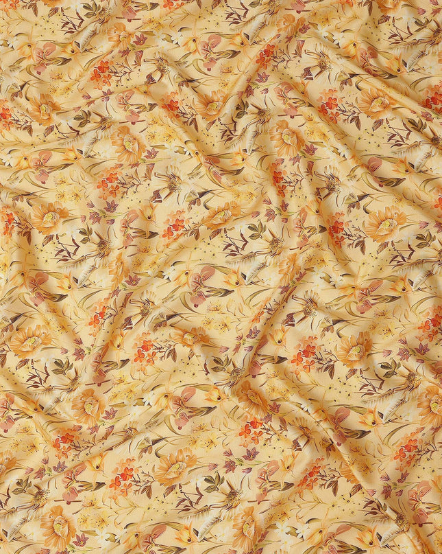 Golden Mustard Floral Viscose Fabric 110cm
